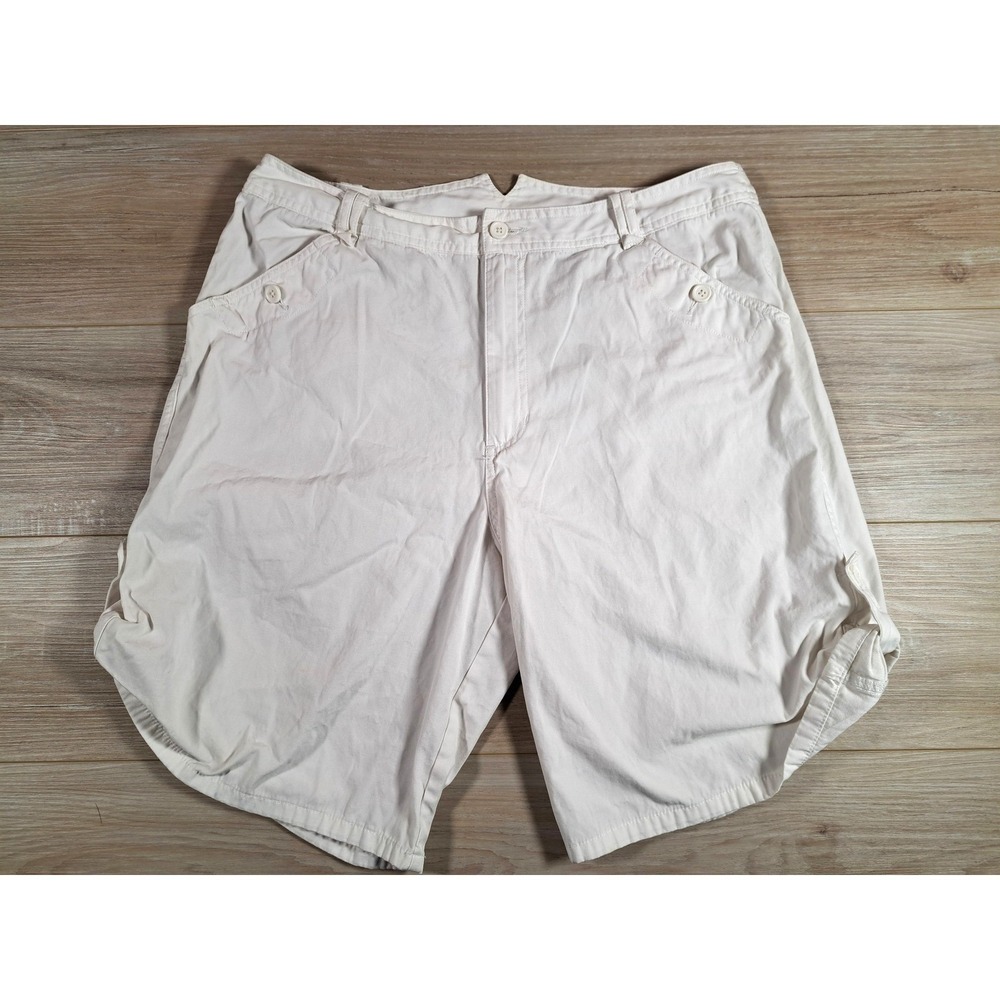 White Stag Womens Arctic White Cotton Cargo Shorts Size 16 Button Tab Hem